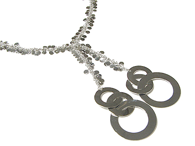 Multi metal hoop drop necklace