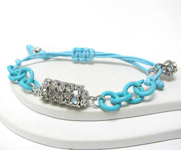 CRYSTAL BAR ROPE TIED BRACELET