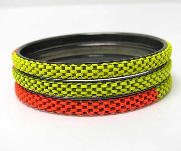 3 row metal chain bangle bracelet