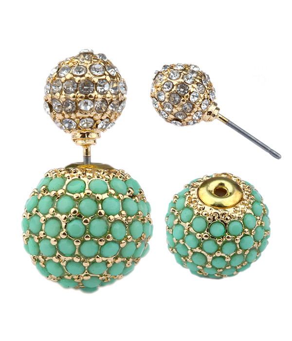 Crystal fireball double sided front and back earring