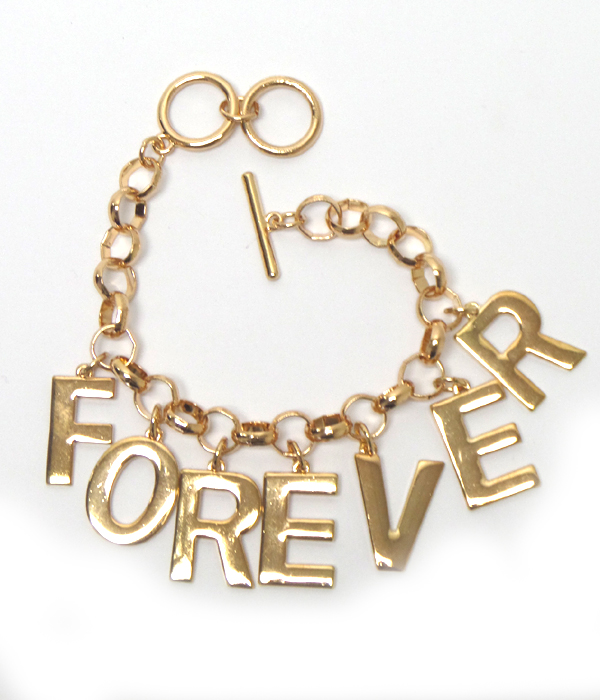 Forever theme metal toggle bracelet