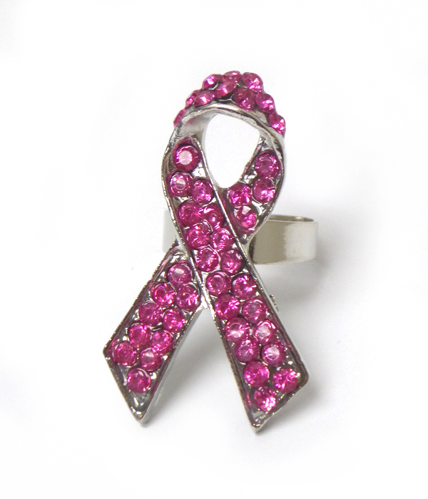 Breast cancer awareness pink ribbon ring
