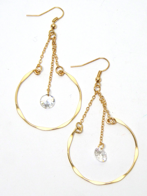 Cubic zirconia dangle crystal with fish hook hoop earrings