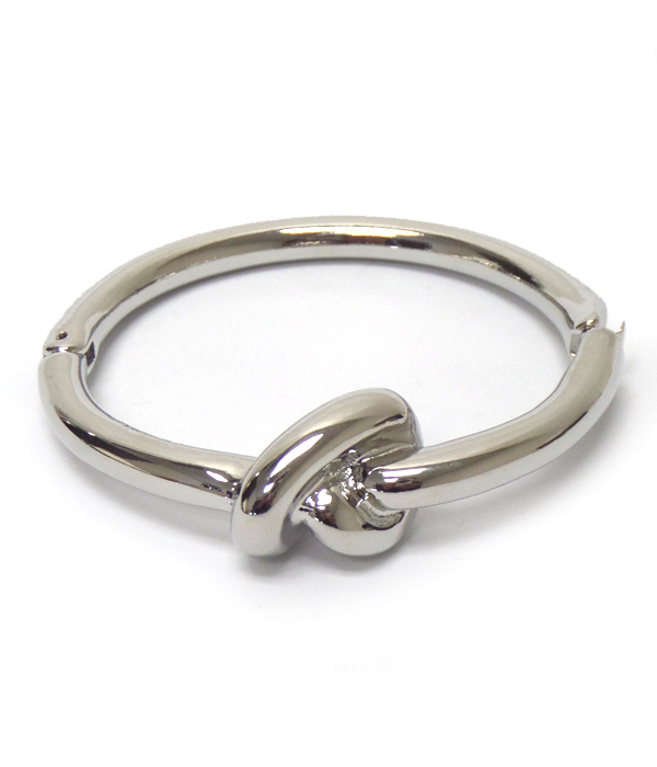 Bold metal knot hinge bangle bracelet