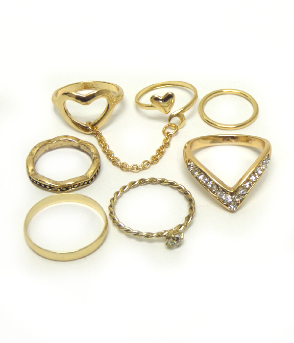 Crystal multi slave and stackable ring combo set of 7