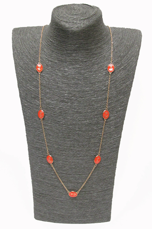 Epoxy and anchor link long station necklace