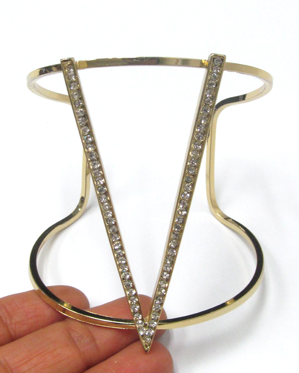 Electro plating and crystal chevron and wire art bangle bracelet