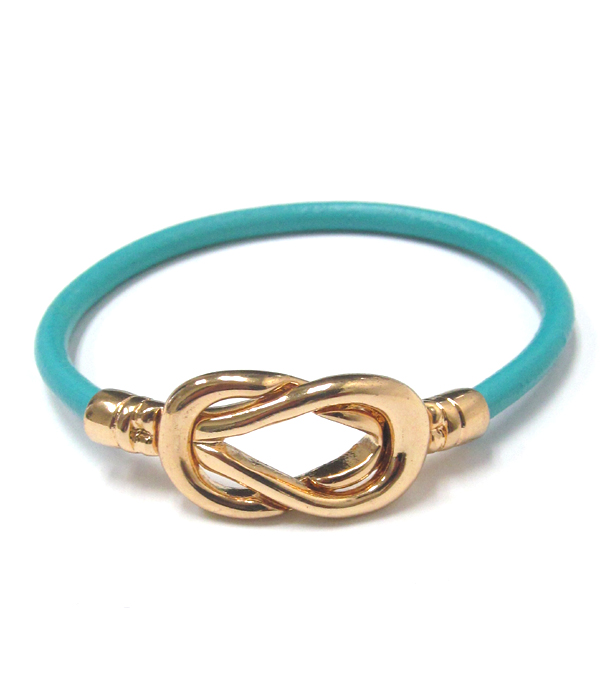 Metal hook and leatherette cord bracelet
