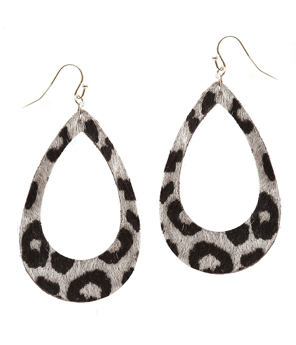 Animal print fabric teardrop earring
