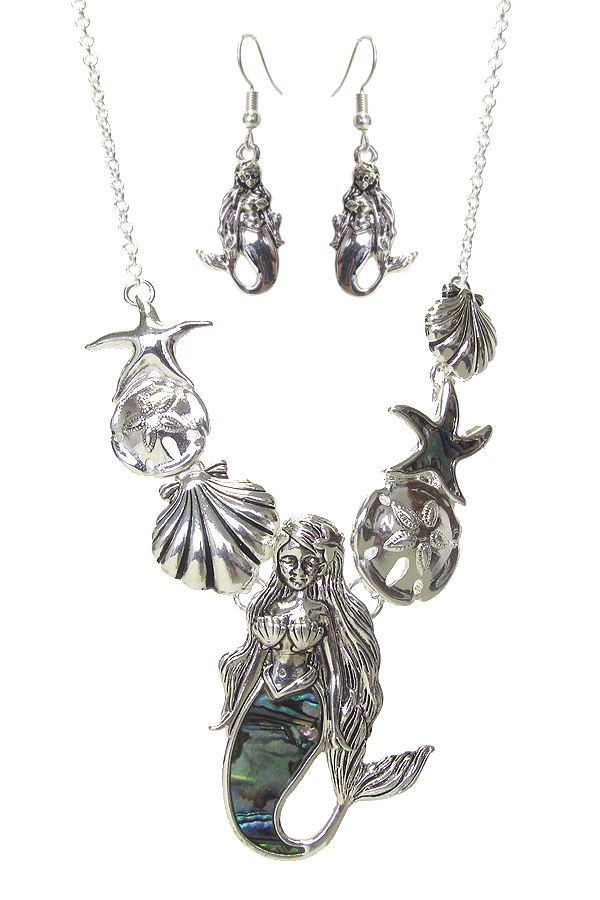 SEALIFE THEME MULTI PENDANT NECKLACE SET - MERMAID