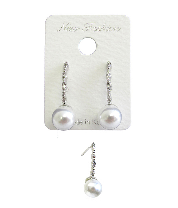 WHITEGOLD PLATING PEARL DROP STUD EARRING