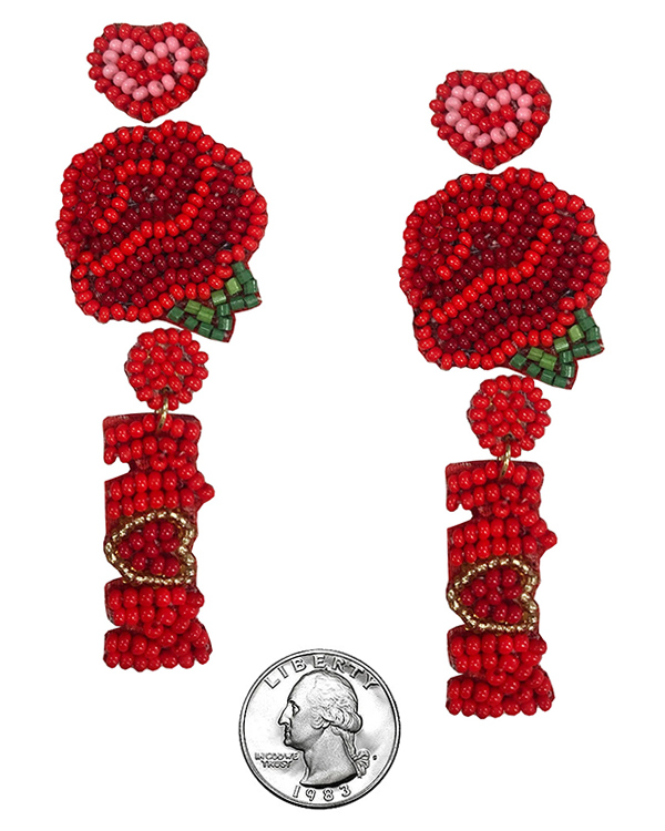 Handmade multi seedbead rose earring - mom