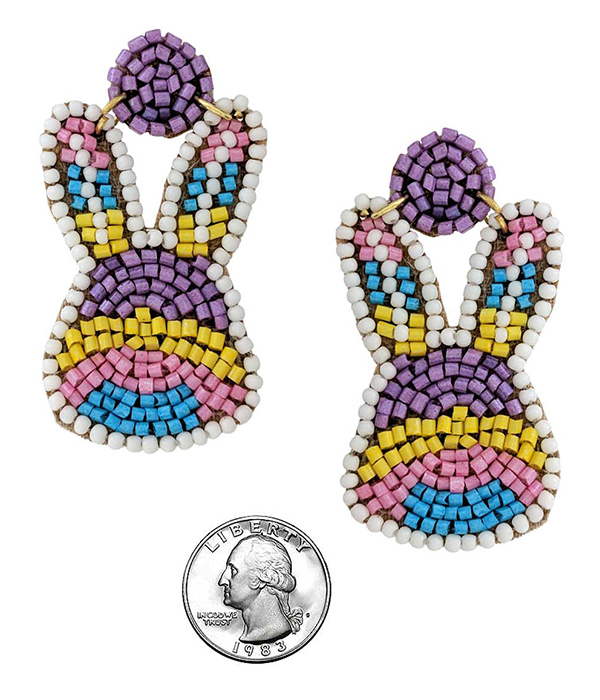 HANDMADE MULTI SEEDBEAD BUNNY EARRING - EASTER