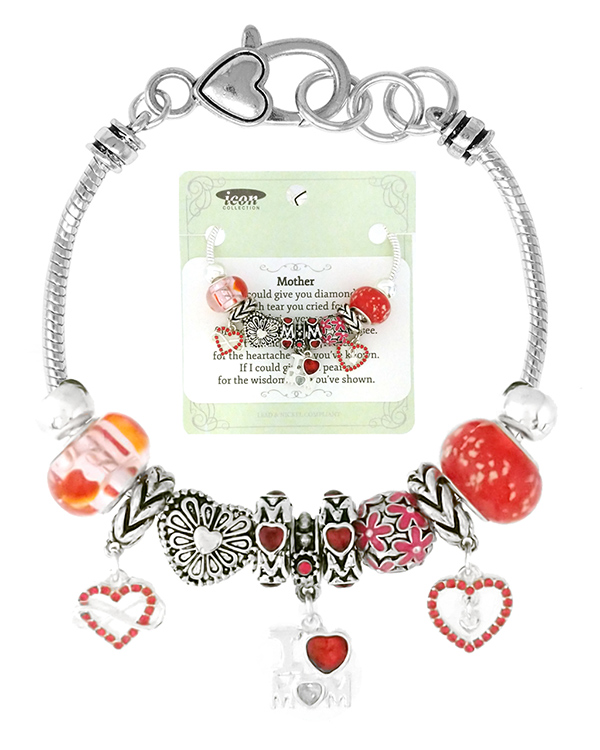 Euro style multi bead and charm bracelet  - mother