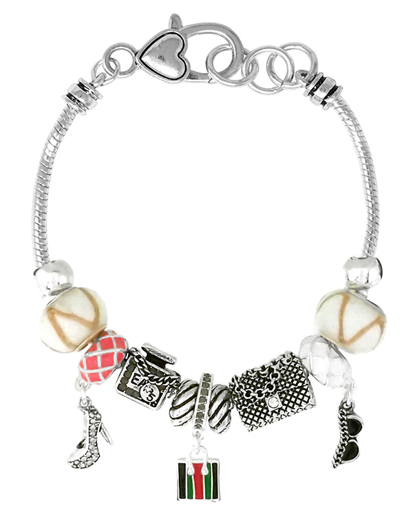 EURO STYLE MULTI BEAD AND CHARM BRACELET  - BEAUTY