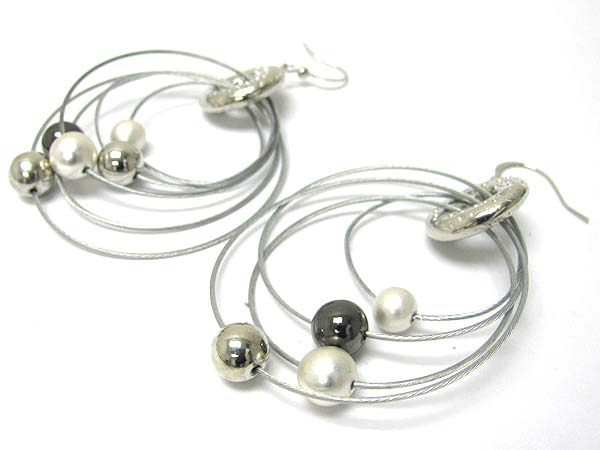 Multi ball and wire hoop earrings - hoops