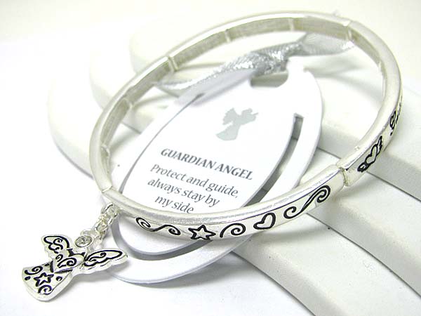 Guardian angel theme inspiration message stretch bracelet