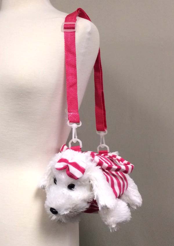 Plushy pubby and ribbon accent purse