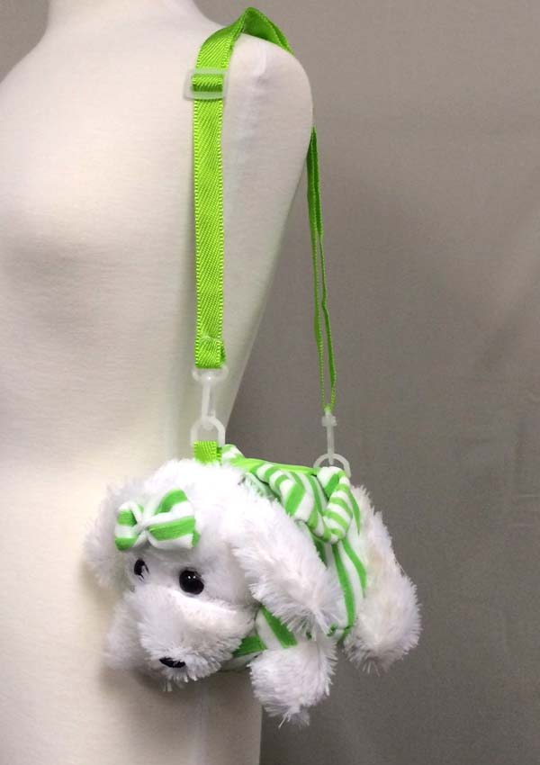 Plushy pubby and ribbon accent purse