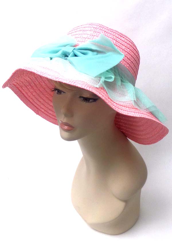 Large bow and floppy brim summer hat