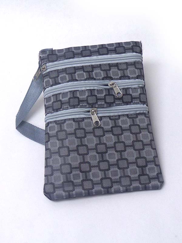 Square pattern zipper messenger bag