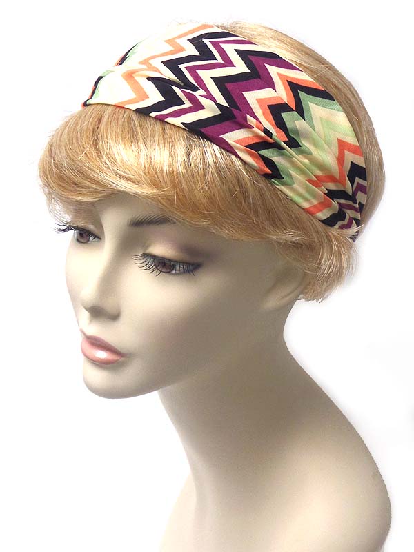 Chevron print stretch headband