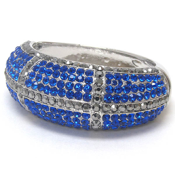 Crystal pave sectional pattern hinge bangle bracelet