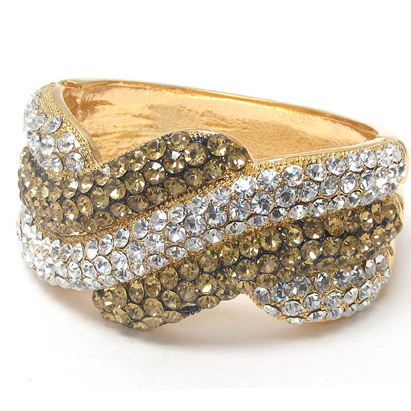 Crystal pave curved line hinge bangle bracelet
