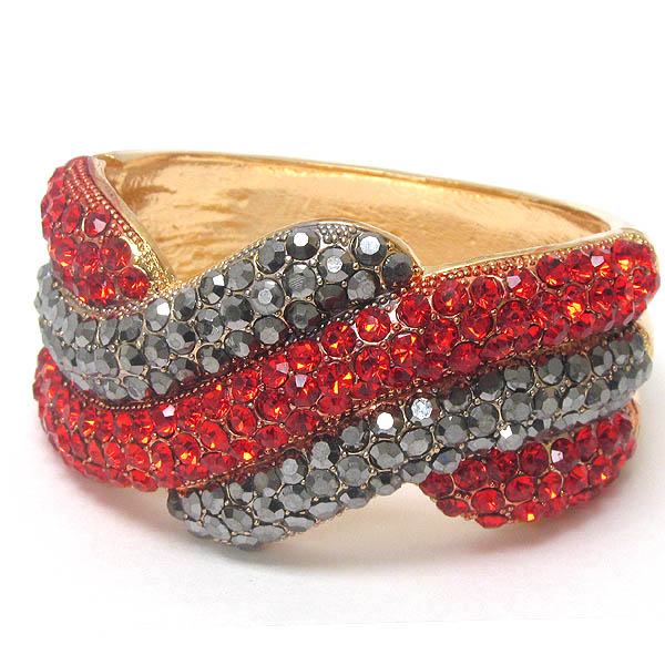 Crystal pave curved line hinge bangle bracelet