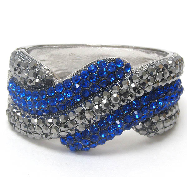 Crystal pave curved line hinge bangle bracelet