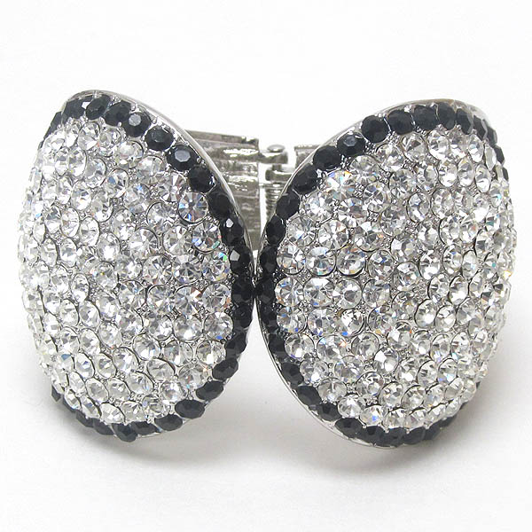 Crystal pave double circle hinge bangle bracelet