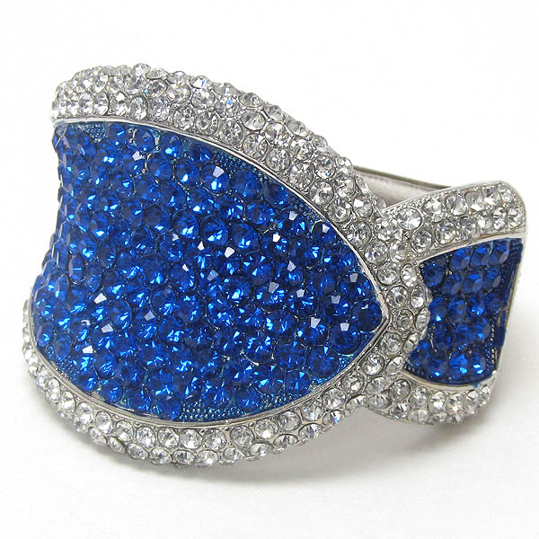 Two tone crystal pave hinge bangle bracelet