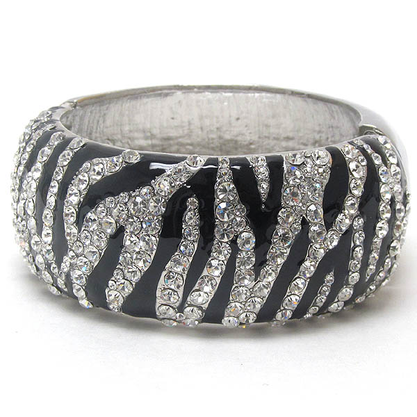 Crystal and epoxy animal print hinge bangle bracelet