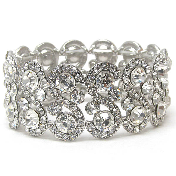 Wave crystal stud stretch bracelet