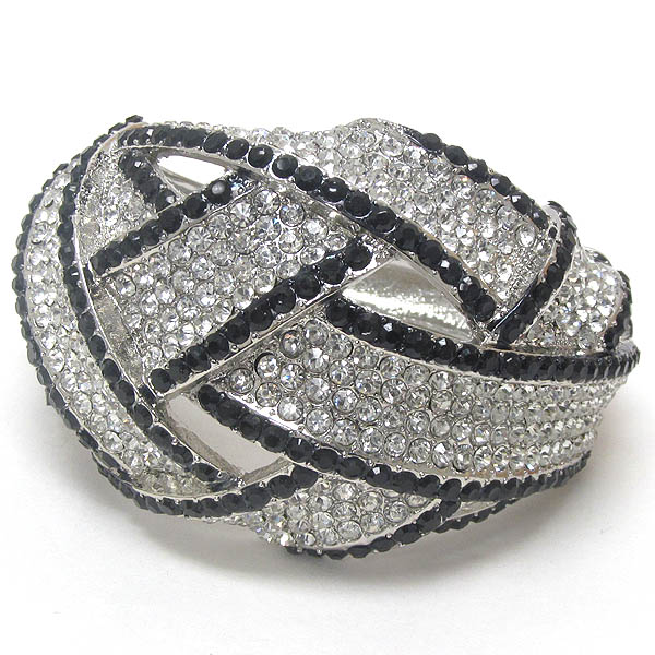Crystal pave twist hinge bangle bracelet