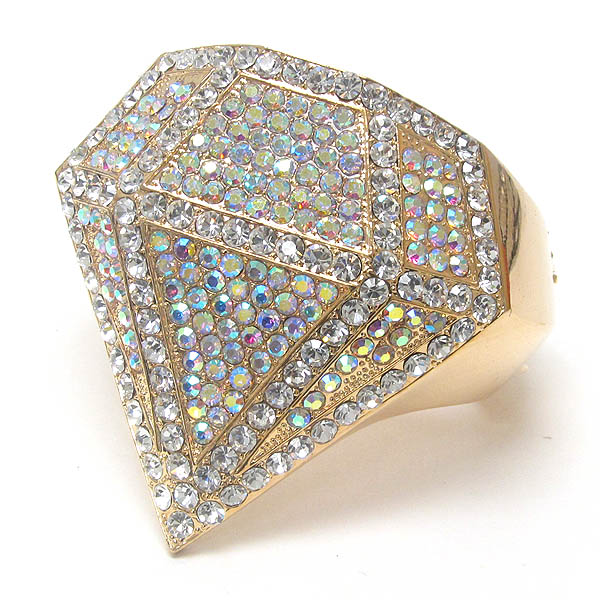 Crystal pave large diamond hinge bangle bracelet