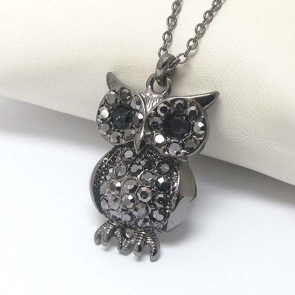 Premier electro plating crystal owl necklace