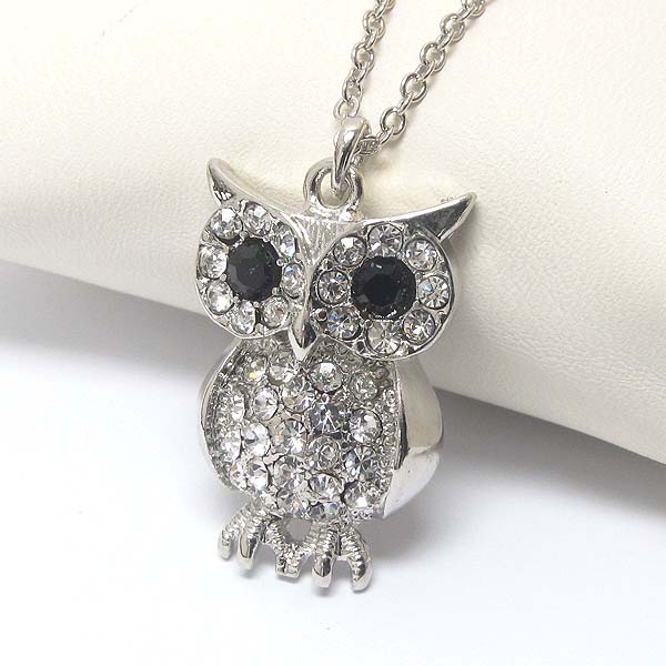Premier electro plating crystal owl necklace