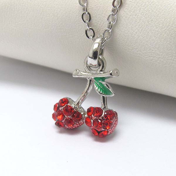 Premier electro plating crystal cherry pendant necklace