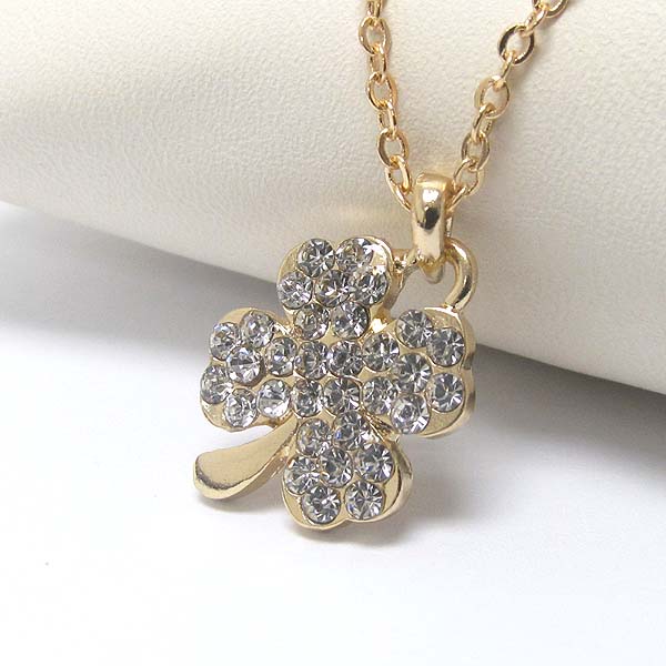 Premier electro plating saint patric theme crystal clover necklace