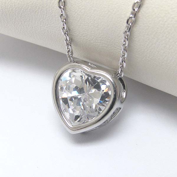 Premier electro plating heart cubic zirconia necklace