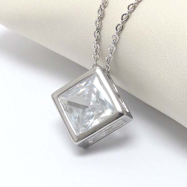 Premier electro plating square cubic zirconia necklace