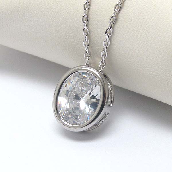 Premier electro plating oval cubic zirconia necklace