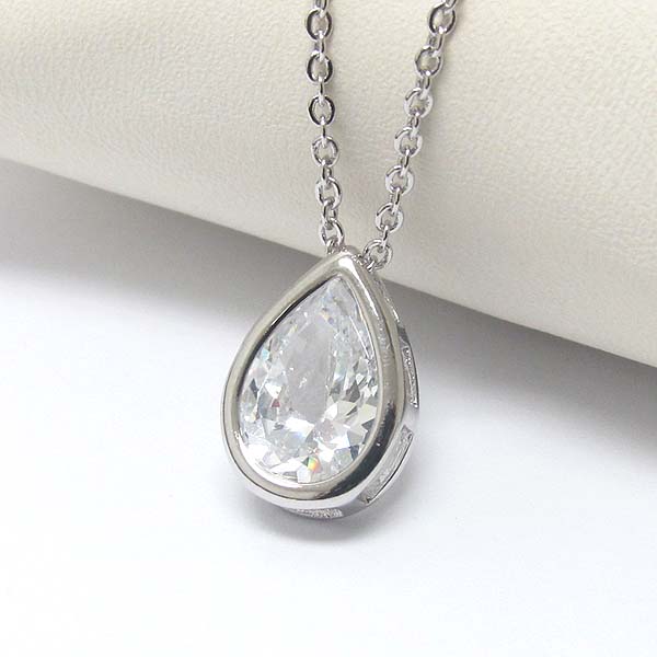 Premier electro plating teardrop cubic zirconia necklace