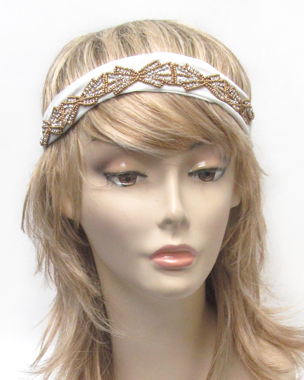 Beaded stretch headband
