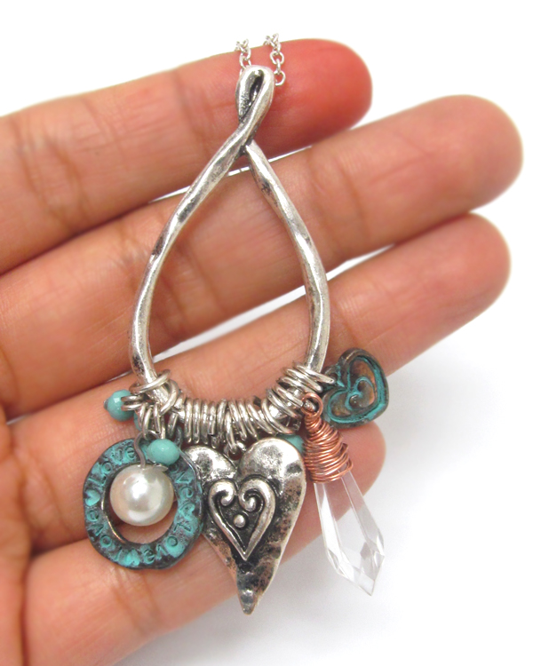 Handmade heart charm love necklace