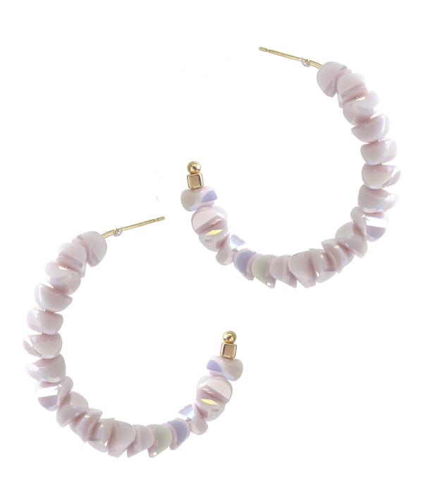 MULTI GLASS BEAD HOOP EARRING