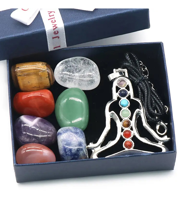 8 piece chakra stone set and room décor