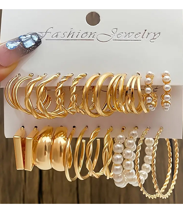 Mix hoop 12 pair earring set