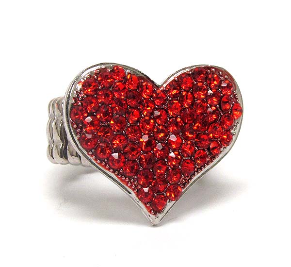 Crystal deco heart stretch ring -valentine